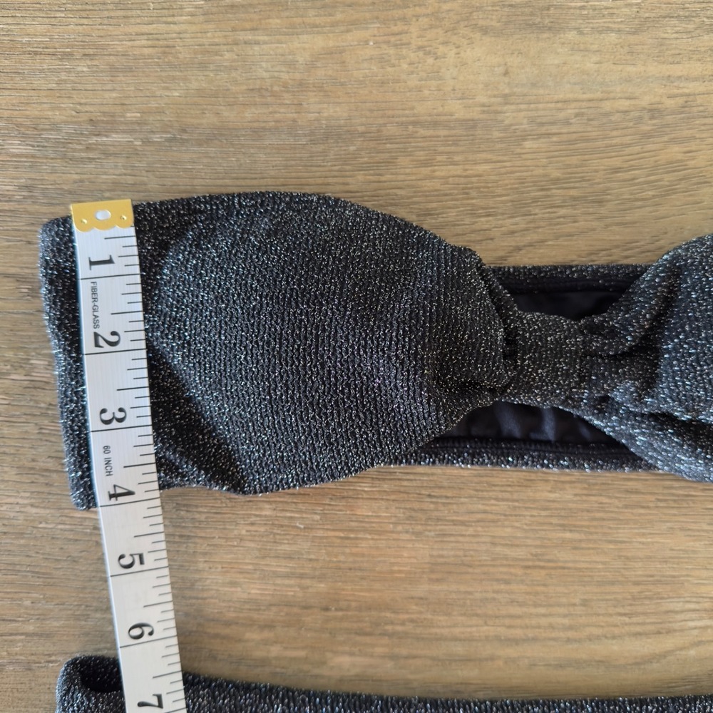 CorpoBonito By Andreia Black Lurex Bikini-Strapless Top‎ & High Waist Brief-$90 - Picture 7 of 13